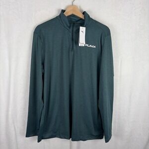 Puma All‎ In Terrain Quarter Zip Pullover Green Heather Sz Medium Athleisure NWT